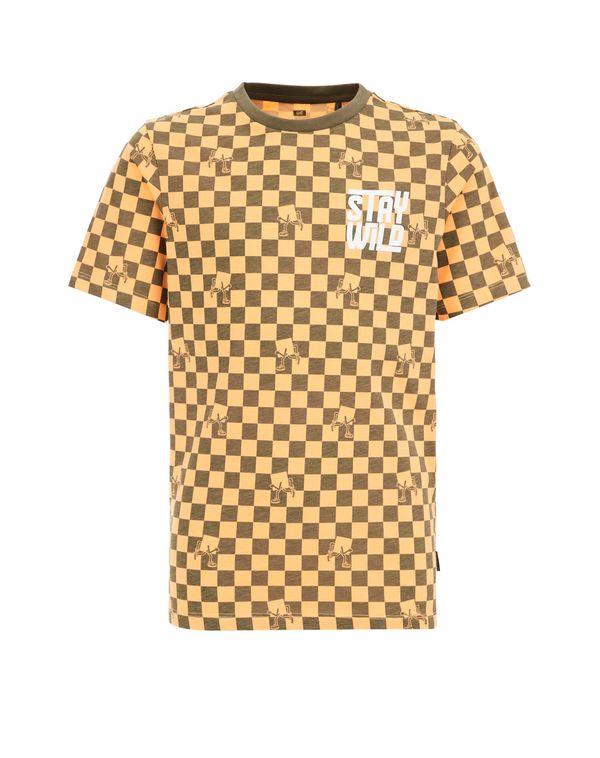 WE Fashion WE Fashion Тениска  оранжево / черно / мръсно бяло