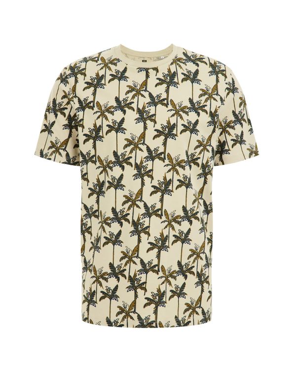 WE Fashion WE Fashion Тениска  пастелно жълто / петрол / тръстиково зелено