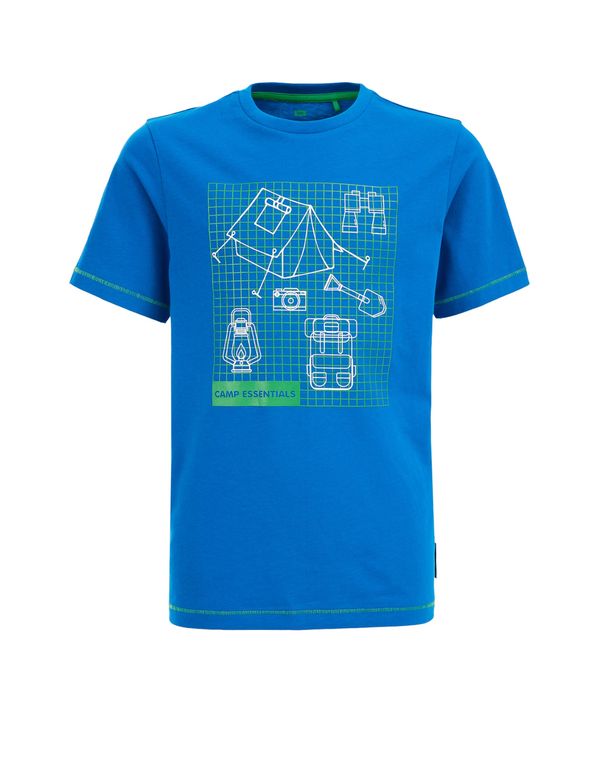 WE Fashion WE Fashion Тениска  синьо / лайм / бяло