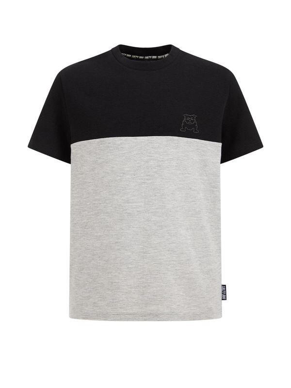 WE Fashion WE Fashion Тениска  сив меланж / черно