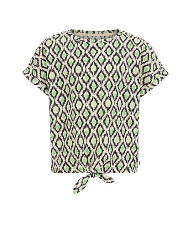 WE Fashion WE Fashion Тениска  светлобежово / зелено / черно