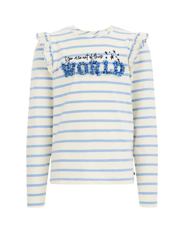 WE Fashion WE Fashion Тениска  светлосиньо / бяло