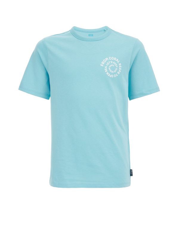 WE Fashion WE Fashion Тениска  светлосиньо / черно / бяло