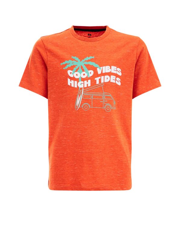 WE Fashion WE Fashion Тениска  зелено / оранжево / бяло