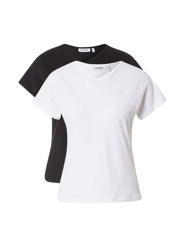 WEEKDAY WEEKDAY Тениска 'Fave'  черно / бяло