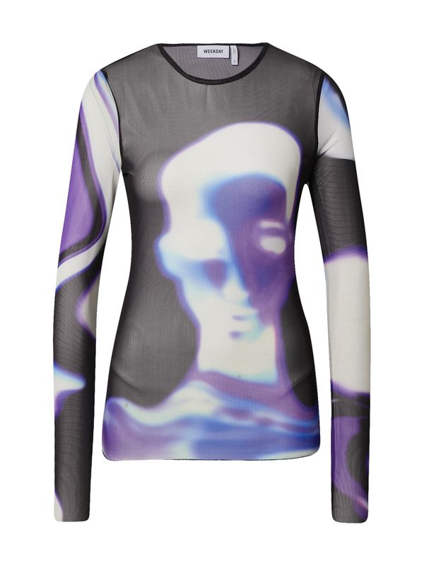 WEEKDAY WEEKDAY Тениска  лилав / черно / бяло