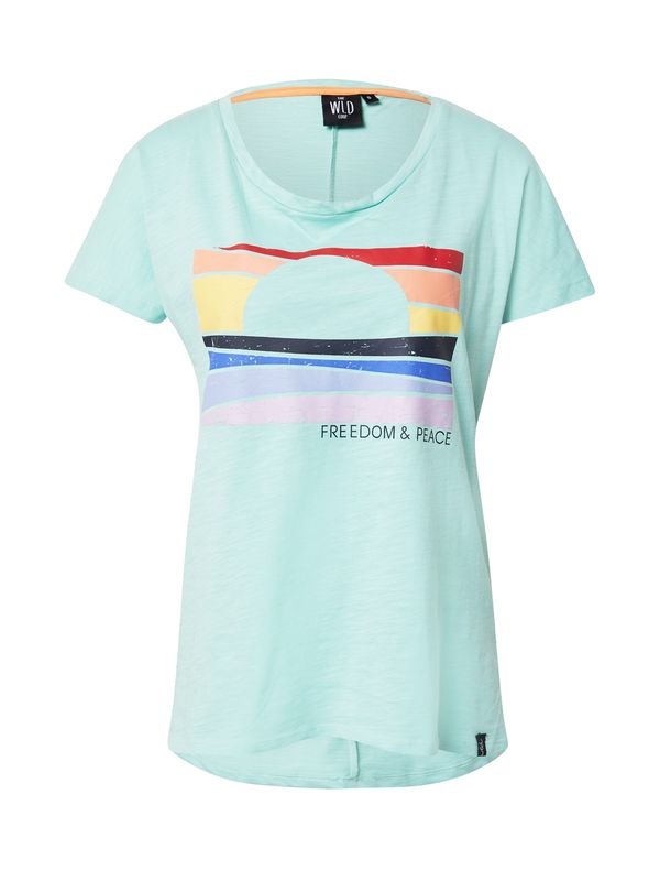 WLD WLD Тениска 'Friendship & Peace'  аквамарин / пъстро / черно