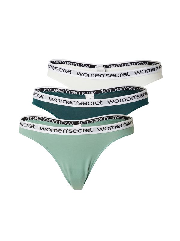 Women' Secret Women' Secret Стринг  смарагдово зелено / светлозелено / черно / бяло