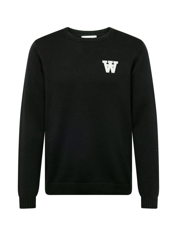 WOOD WOOD WOOD WOOD Пуловер 'Tay AA'  черно / бяло