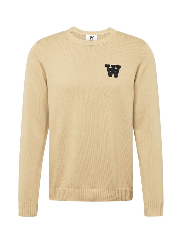 WOOD WOOD WOOD WOOD Пуловер 'Tay AA'  цвят "пясък" / черно