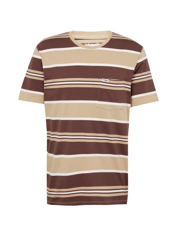 WRANGLER WRANGLER Тениска  бежово / тъмнокафяво / бяло