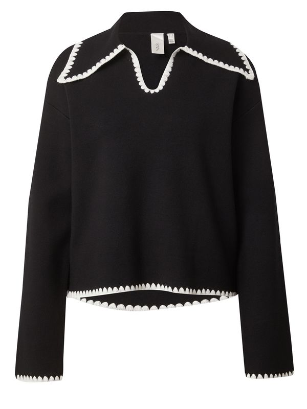 Y.A.S Y.A.S Пуловер 'STITCH'  черно / бяло