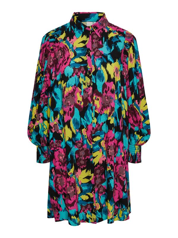 Y.A.S Y.A.S Рокля тип риза 'IKATI'  лазурно синьо / горчица / фуксия / черно