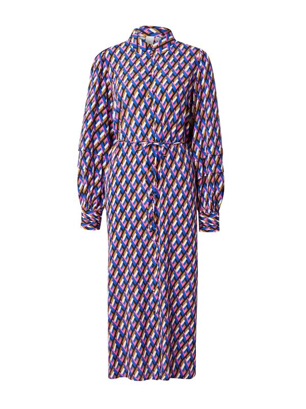 Y.A.S Y.A.S Рокля тип риза 'ZAGGA'  тъмносиньо / кафяво / черно / мръсно бяло