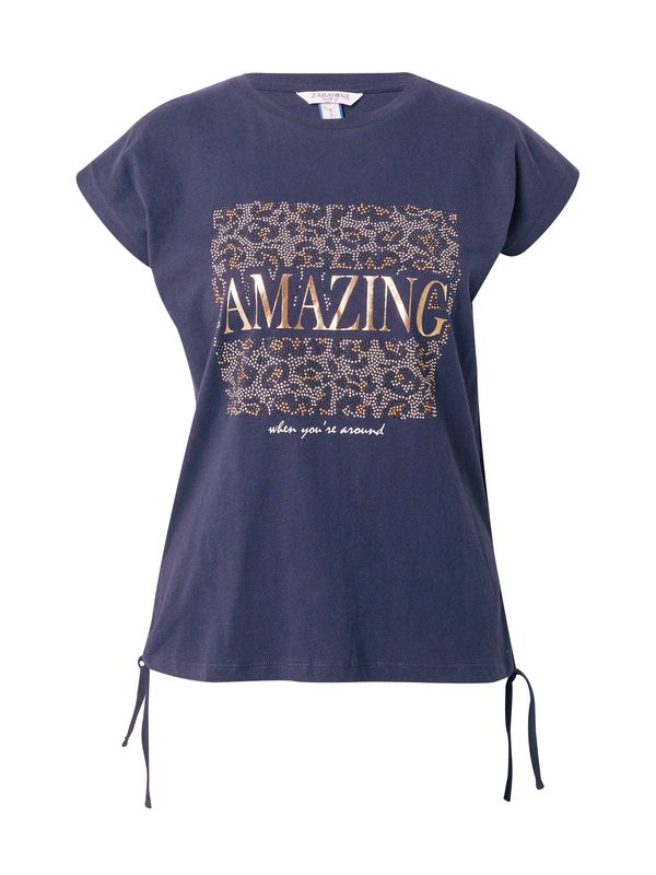 ZABAIONE ZABAIONE Тениска 'Am44azing'  нейви синьо / злато / бяло