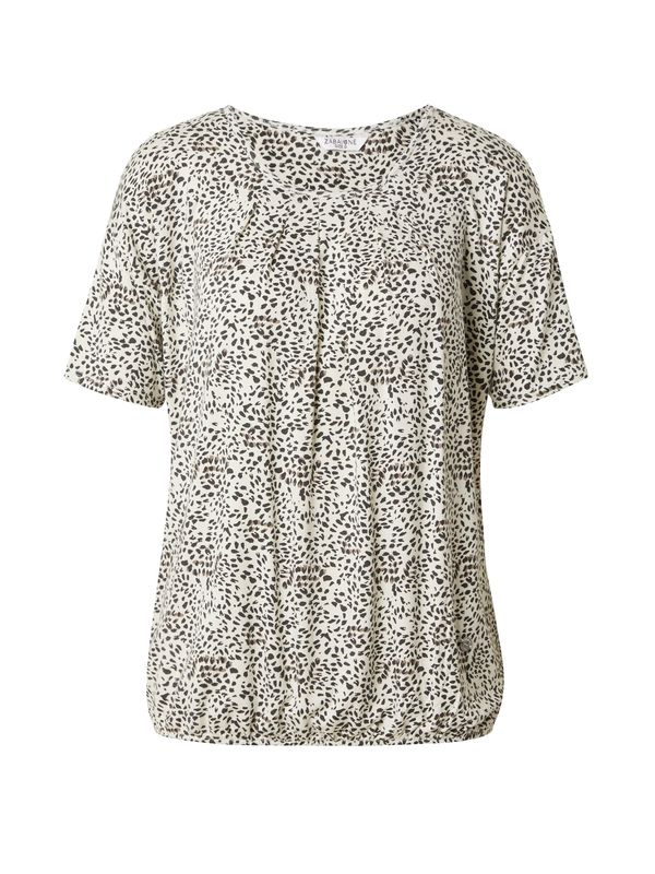 ZABAIONE ZABAIONE Тениска 'Ma44na'  тъмнобежово / черно / мръсно бяло