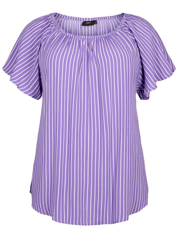 Zizzi Zizzi Блуза 'Bella'  лилав / бяло