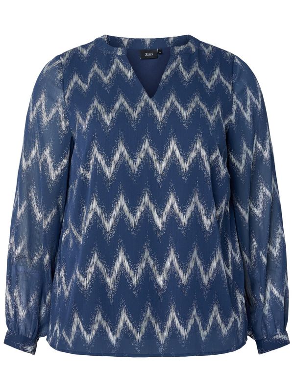 Zizzi Zizzi Блуза 'Cabix'  бежово / нейви синьо