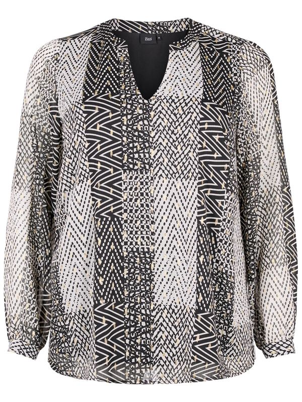Zizzi Zizzi Блуза 'Cabix'  злато / черно / бяло