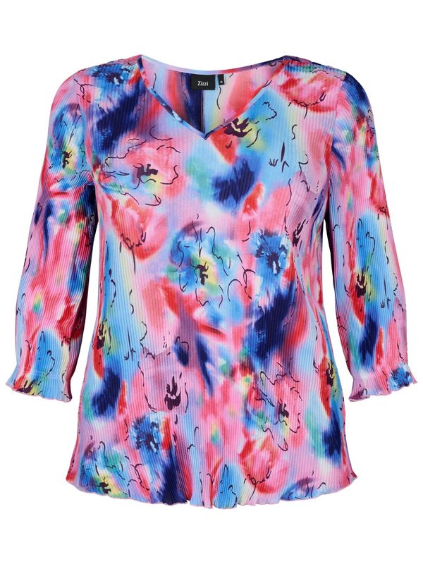 Zizzi Zizzi Блуза 'CACATHRINE'  синьо / жълто / бледоморав / орхидея