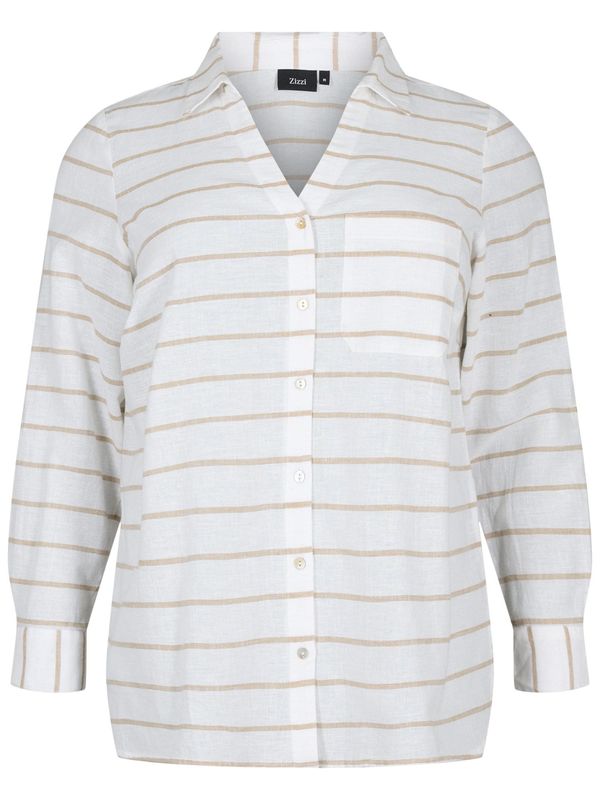 Zizzi Zizzi Блуза 'Flex'  бежово / бяло