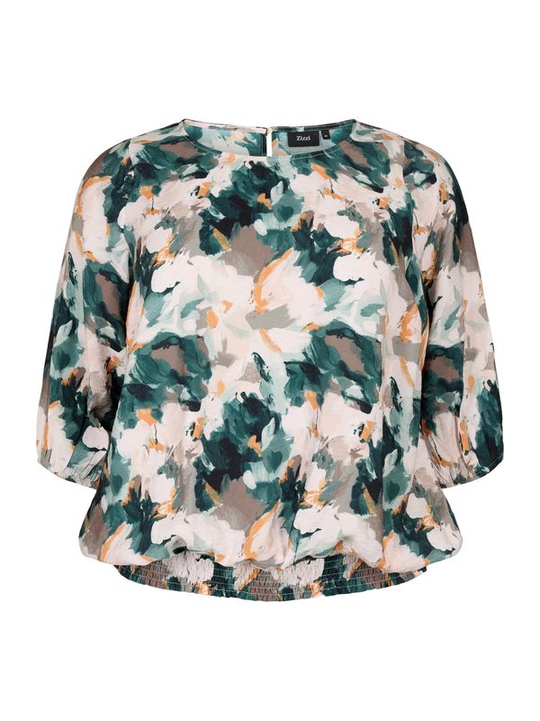 Zizzi Zizzi Блуза  кафяво / смарагдово зелено / оранжево / естествено бяло