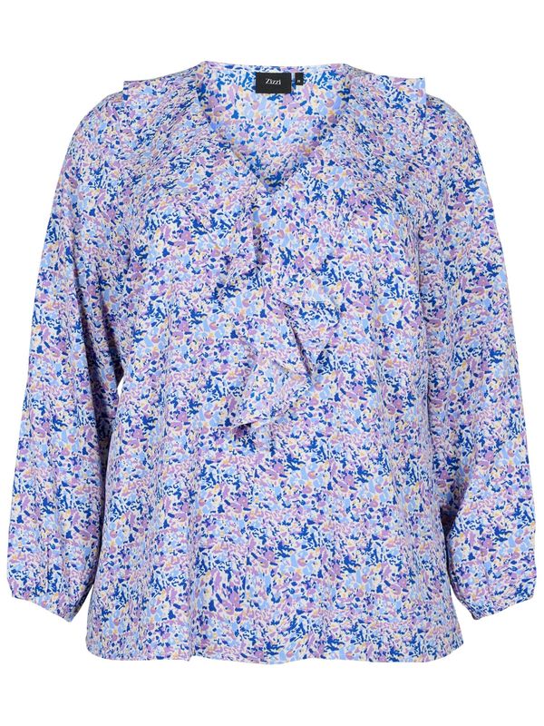 Zizzi Zizzi Блуза 'Vanni'  тюркоазен / кралско синьо / светлолилаво / бяло