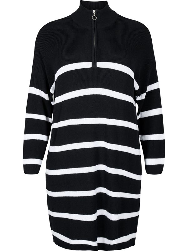 Zizzi Zizzi Плетена рокля 'Memmi'  черно / бяло