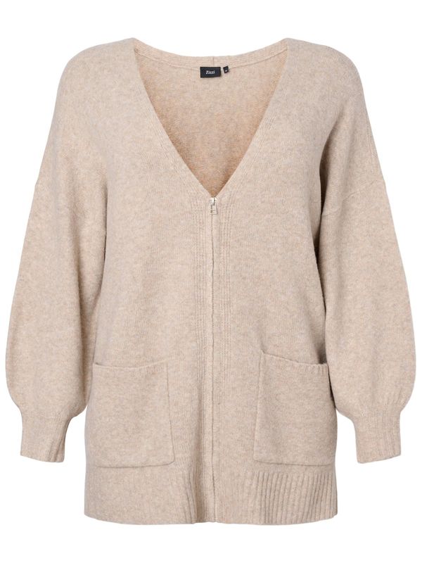 Zizzi Zizzi Плетена жилетка 'MCOMFY'  таупе сиво