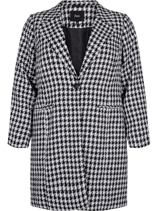 Zizzi Zizzi Преходно палто 'Xapt'  черно / бяло