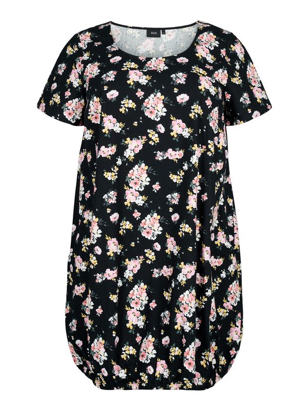 Zizzi Zizzi Рокля 'JEASY'  жълто / бледорозово / черно / бяло