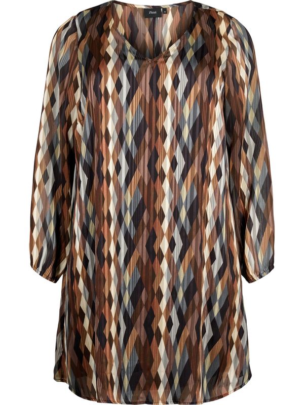 Zizzi Zizzi Рокля  кремаво / кафяво / камък / черно