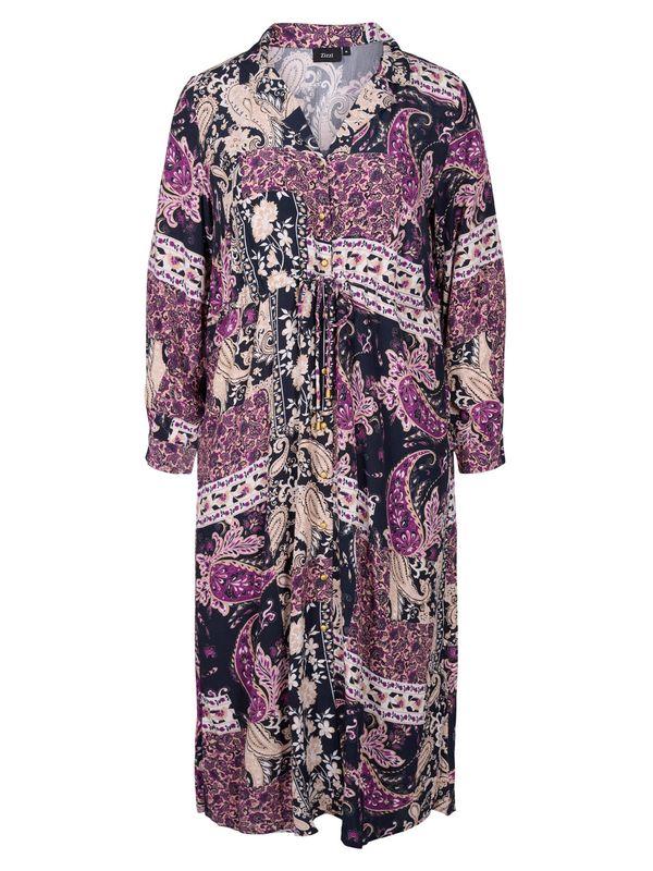Zizzi Zizzi Рокля тип риза 'MISSA'  кремаво / лилав / черно / бяло