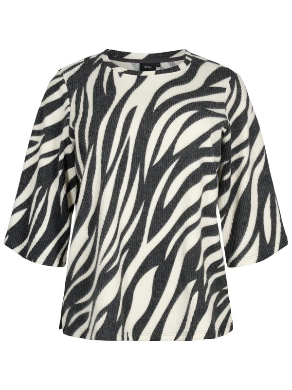 Zizzi Zizzi Тениска  черен меланж / бяло