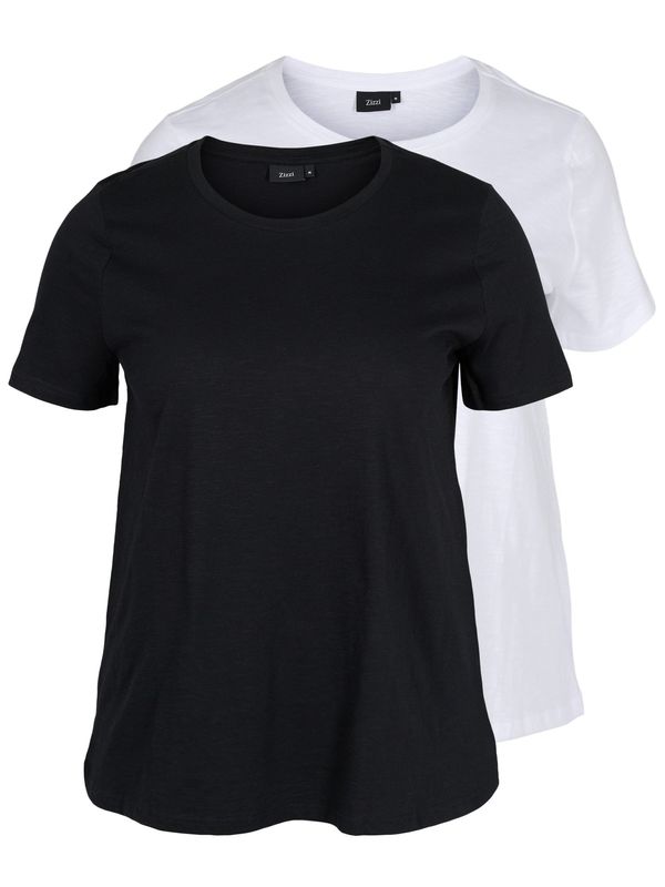 Zizzi Zizzi Тениска  черно / бяло