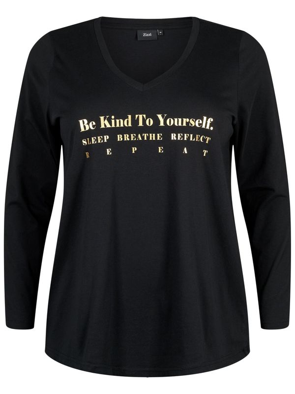 Zizzi Zizzi Тениска 'Malma'  злато / черно