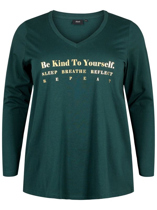 Zizzi Zizzi Тениска 'MALMA'  злато / тъмнозелено