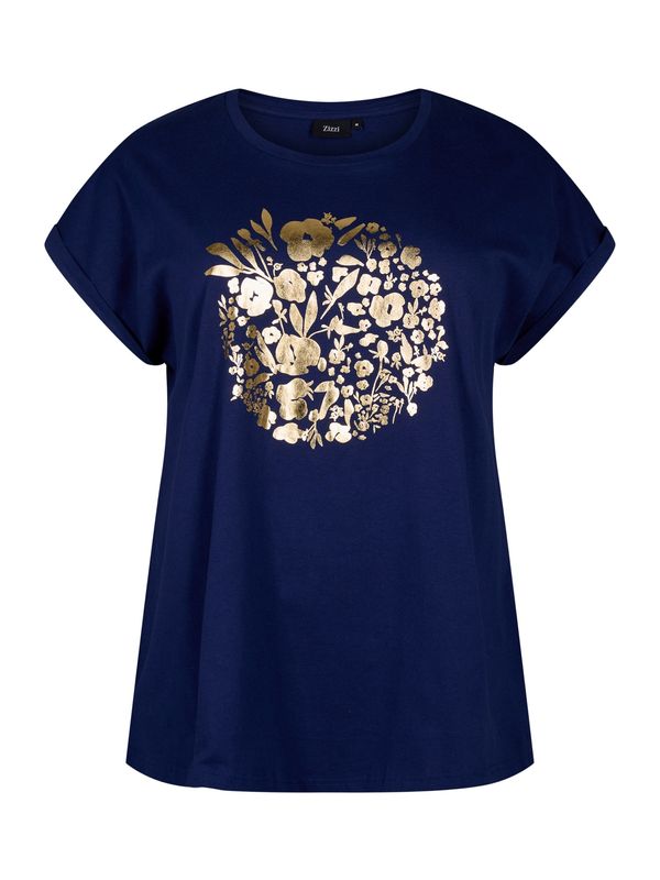 Zizzi Zizzi Тениска 'VELIN'  нейви синьо / злато