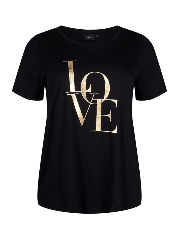 Zizzi Zizzi Тениска 'VELIN'  злато / черно