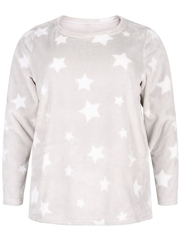 Zizzi Zizzi Тениска за спане 'Hawa'  сиво / мръсно бяло