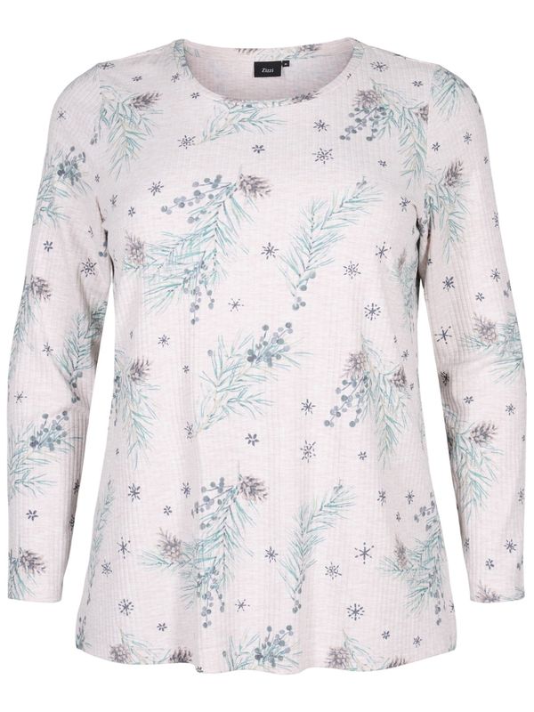 Zizzi Zizzi Тениска за спане 'Mavlis'  кремаво / сиво / мента