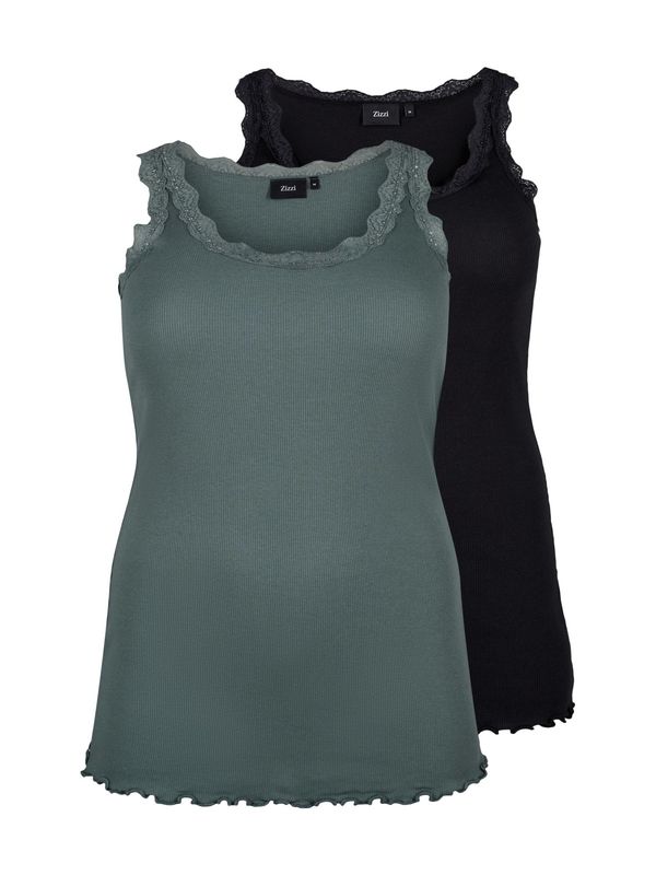 Zizzi Zizzi Топ 'Liv'  елхово зелено / тъмнозелено