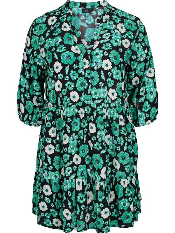 Zizzi Zizzi Туника 'Pauletta'  кремаво / зелено / черно