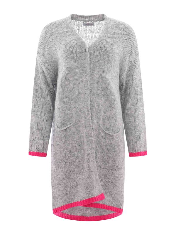 Zwillingsherz Zwillingsherz Плетена жилетка 'Neon & Love'  сив меланж / розово