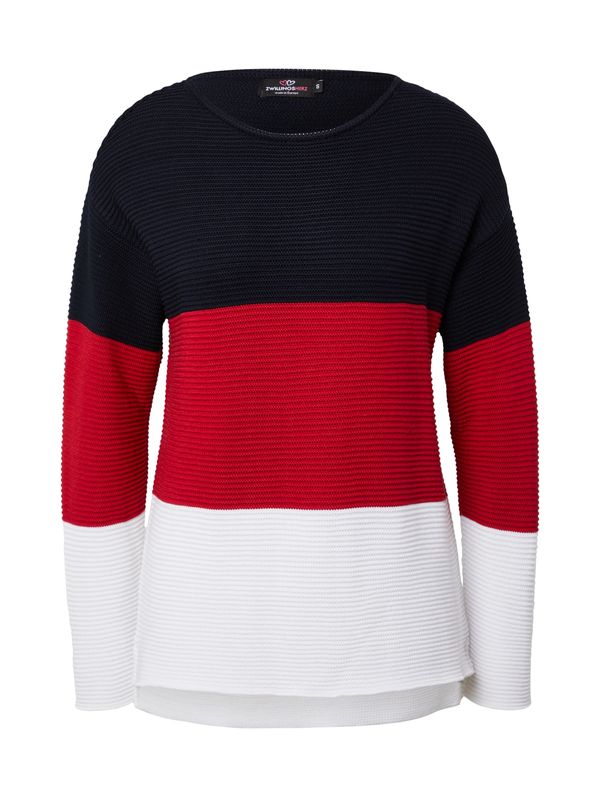Zwillingsherz Zwillingsherz Пуловер  нощно синьо / червено / бяло