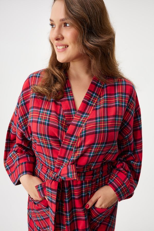 Astratex Фланелен халат Festive Red дълъг