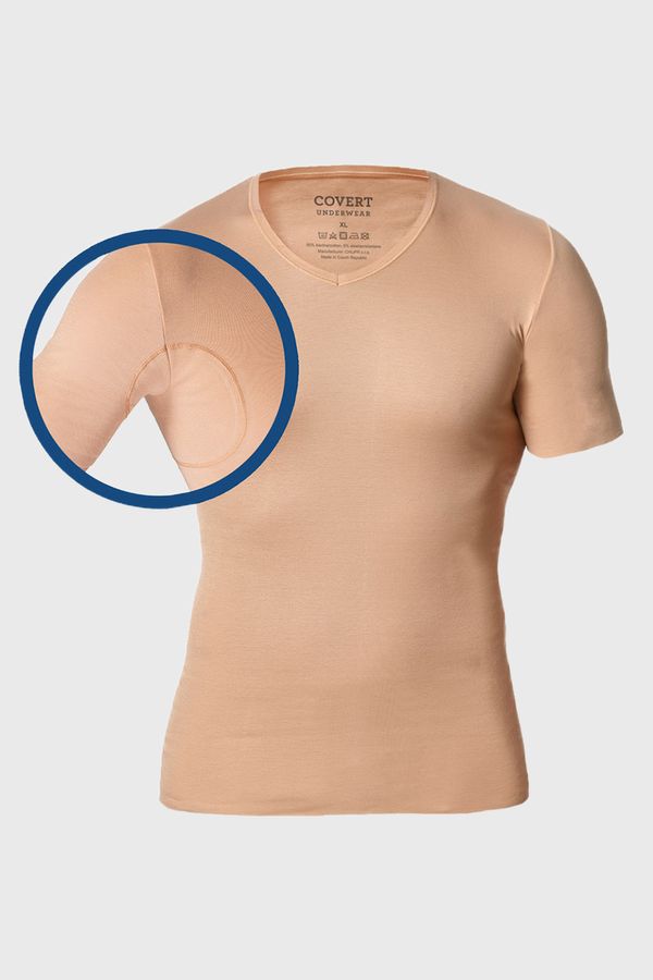 Covert Underwear Телесна тениска за под ризата с парчета, поглъщащи потта