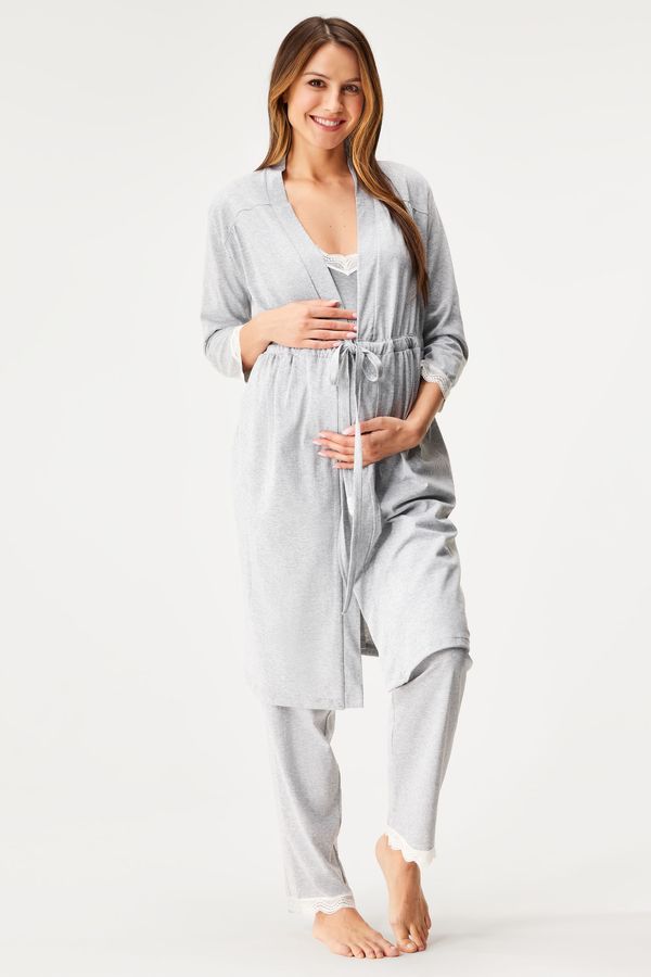 Kinderly Памучен халат за бременни Harriet къс