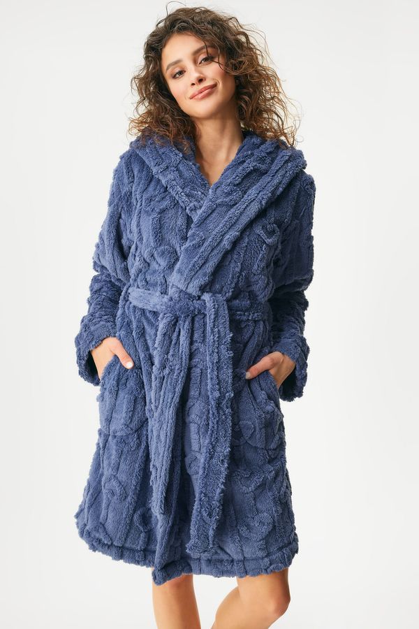 L -  L Топлещ халат Bonie къс с качулка