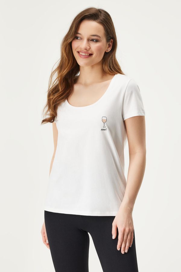 Pieces Памучна тениска Pieces Rosé